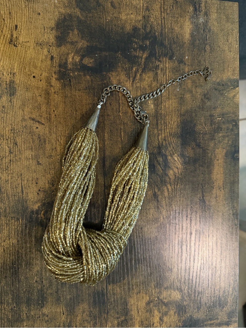Gold Beaded Multi-Strand Knot Necklace - Women's Jewelry
